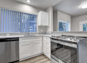 Thumbnail 23 of 31 - A modern kitchen with a dishwasher, sink, and oven.