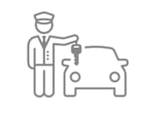 Thumbnail 37 of 37 - A line drawing of a person handing a car key to another person.