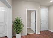 Thumbnail 10 of 50 - a room with two doors and a plant in the corner at The Dorset, Kansas City, MO