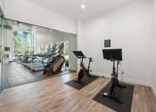 Thumbnail 15 of 44 - a gym with a treadmill and exercise equipment and a glass window