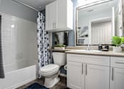 Thumbnail 8 of 28 - a bathroom with a toilet and a shower and a sink