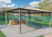 Thumbnail 20 of 29 - a picnic area with a picnic table and a gazebo