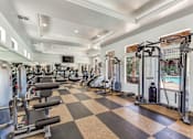 Thumbnail 15 of 62 - a gym with weights and cardio equipment on a checkered floor