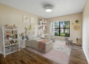 Thumbnail 24 of 46 - an image of a childrens bedroom with a bed and toys