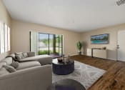 Thumbnail 18 of 46 - a living room with a couch and a coffee table