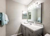 Thumbnail 16 of 29 - a bathroom with a sink and a mirror