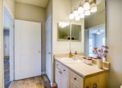 Thumbnail 26 of 29 - a bathroom with a sink and a mirror