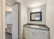 Thumbnail 20 of 20 - a bathroom with a sink and a mirror and a shower
