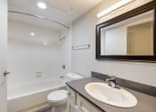 Thumbnail 19 of 20 - a bathroom with a sink and a toilet and a bath tub
