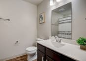 Thumbnail 19 of 23 - a bathroom with a sink toilet and a mirror