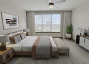 Thumbnail 28 of 33 - a bedroom with two beds and a ceiling fan