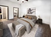 Thumbnail 3 of 25 - a bedroom with white walls and gray carpet