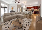 Thumbnail 2 of 25 - a living room with a couch and a table