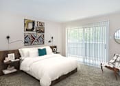 Thumbnail 4 of 22 - A bedroom with a large bed and a chair.