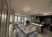 Thumbnail 25 of 33 - a rendering of a kitchen and dining room in an apartment
