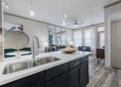 Thumbnail 19 of 33 - an open kitchen and living room with a large sink