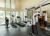 Thumbnail 25 of 27 - a gym with cardio equipment and large windows