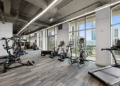 Thumbnail 15 of 66 - an image of a gym with cardio equipment and a view of the city