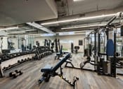 Thumbnail 17 of 66 - a spacious fitness center with cardio equipment and weights