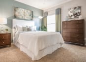 Thumbnail 6 of 19 - a bedroom with a bed and two dressers