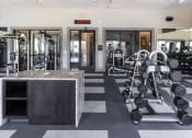 Thumbnail 13 of 23 - a view of the fitness center with weights machines and mirrors