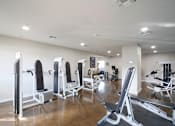 Thumbnail 26 of 28 - a gym with weights and cardio equipment in a building