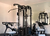Thumbnail 12 of 18 - a gym with various machines and weights in it