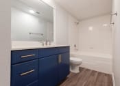 Thumbnail 15 of 49 - guest bathroom with blue cabinets