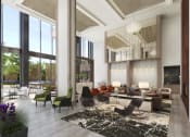 Thumbnail 37 of 42 - a rendering of a living room with high ceilings and a fireplace