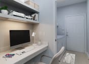 Thumbnail 25 of 39 - a home office with a computer desk and a chair