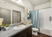 Thumbnail 14 of 19 - a bathroom with a sink and a shower and a toilet