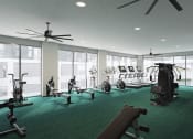 Thumbnail 5 of 24 - a rendering of a fitness room with exercise equipment and windows