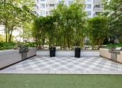 Thumbnail 55 of 66 - an empty park with trees and a checkered floor