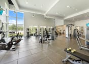 Thumbnail 13 of 44 - a gym with weights and cardio equipment in a building with windows