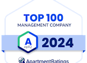 Thumbnail 14 of 14 - The image displays an award badge indicating that a management company has been recognized as one of the top 100 in 2024 by ApartmentRatings and Satisfacts.
