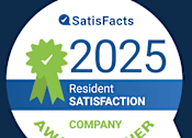 Thumbnail 34 of 44 - A badge indicating a company has won the Satisfacts 2025 Resident Satisfaction Award.