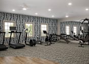 Thumbnail 33 of 44 - A spacious home gym with a variety of exercise equipment.