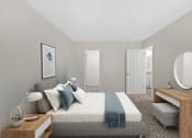 Thumbnail 3 of 27 - Bedroom with cozy bed at The Winds at Poplar Creek Apartments , Schaumburg, Illinois