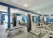 Thumbnail 86 of 107 - A gym with a variety of equipment including weights and weight machines.