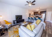 Thumbnail 9 of 36 - a living room with a couch and a tv at The Century at Purdue Research Park-Student, West Lafayette, 47906