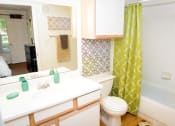 Thumbnail 10 of 11 - Bathroom shower and vanity at ARBORS OF KILLEEN, KILLEEN