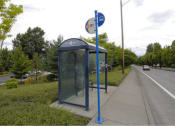 Thumbnail 24 of 46 - a bus stop on the side of a road at Troutdale Terrace, Troutdale, Oregon