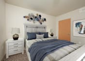 Thumbnail 5 of 32 - Bedroom with bed and nightstand at Vintage at Laughlin, Laughlin, NV, 89029