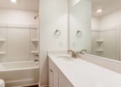 Thumbnail 35 of 45 - a bathroom with a sink and a tub and a mirror
