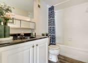 Thumbnail 9 of 15 - Derby Park Apartments in Daytona Beach, FL photo of a bathroom with a toilet and a sink and a bath tub
