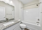 Thumbnail 17 of 48 - white Hawks Landing bathroom in Hickory NC featuring a sink, toilet, and bathtub