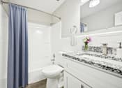 Thumbnail 8 of 20 - Modern bathroom with tub and shower in affordable Amber Grove apartment in Marietta GA