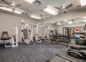 Thumbnail 3 of 20 - Apartments In Beaumont, TX for Rent – Breakwater Bay - gym with strength and cardio equipment with giant mirror