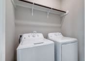 Thumbnail 14 of 19 - a washer and dryer in a laundry room with a shelf over the top