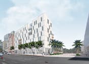 Thumbnail 8 of 9 - Pet-Friendly Apartments In Miami Beach, FL – The Anamar at Collins Park – a rendering of a white building on a city street